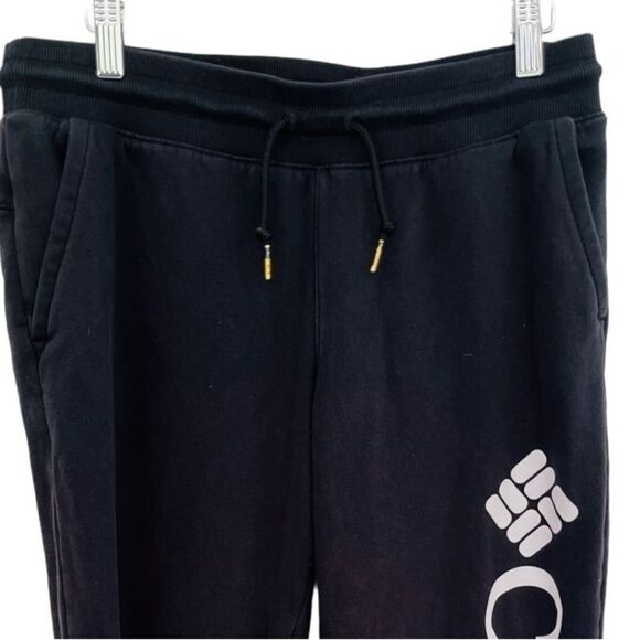 COLUMBIA Logo black elastic drawstring waist jogger sweatpants size M - Picture 4 of 6